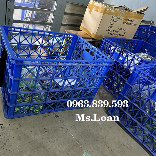 Rổ chữ nhật có 8 bánh xe đựng hàng, sóng nhựa đựng nguyên vật liệu, shipper / 0963.839.593 Ms.Loan Song-nhua-ho-8-banh-xanh-duong