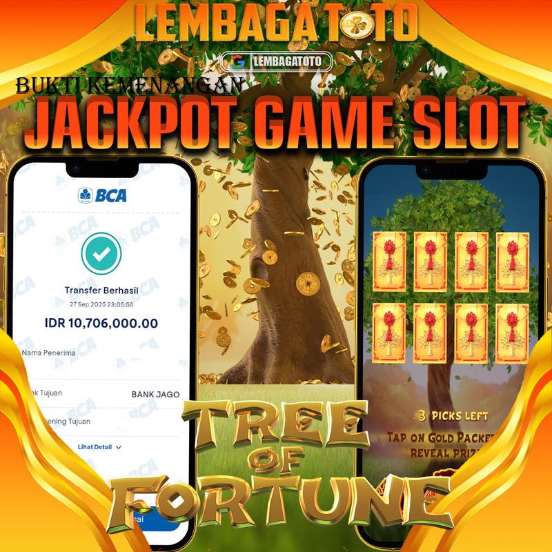 BUKTI JACKPOT 28 SEPTEMBER LEMBAGATOTO TREE OF FORTUNE Rp.10.706.000,- LUNAS