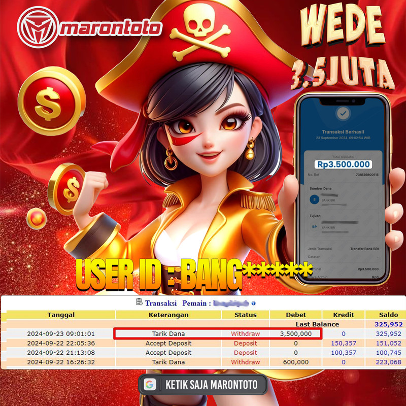 Bukti Kemenangan Member Marontoto Sebesar 3,5 JUTA