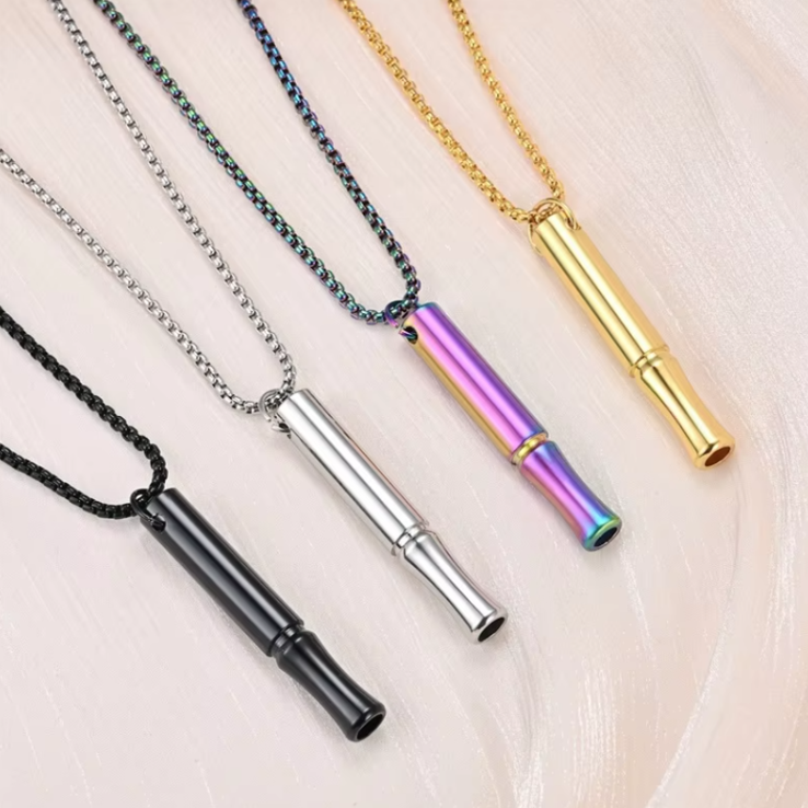Stop Smoking Vaping Whistle Necklace Breathing Resistance Stress Anxiety  Relief