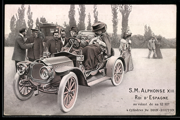 AK Auto De Dion Bouton 19 Koenig Alphonse XIII von Spanien am Steuer