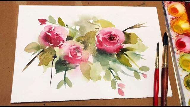 How To Paint Flowers With Watercolor | Red Roses