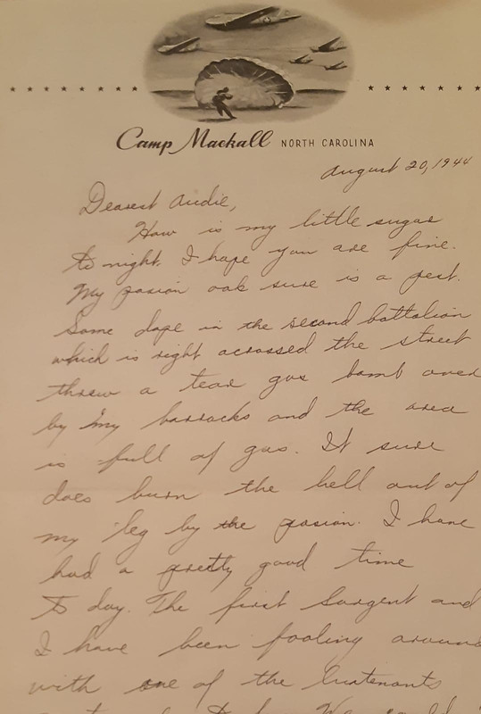 Carta ( Camp Mackall, Nort Carolina ) - 01a ( 1944 )