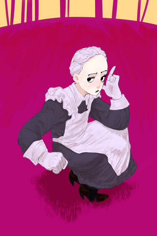 Saitama dressed as a maid.