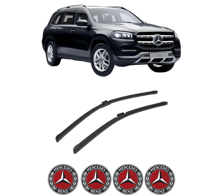 Set stergatoare auto MERCEDES-BENZ GLS (X167) din 2019-2023, pentru parbriz auto, 2 bucati, Bosch 0, din cauciuc siliconat rezistent, 4 Stickere Auto MERCEDES-BENZ