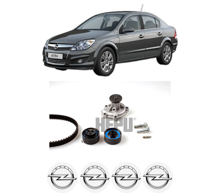 Set Kit de distributie curea intinzator pompa de apa OPEL ASTRA H CLASSIC Saloon (A04) 1.7 CDTi (L69)2009, KW 81 CP 110 CMC 1686, Auto, HEPU, 4x Stickere auto cu OPEL