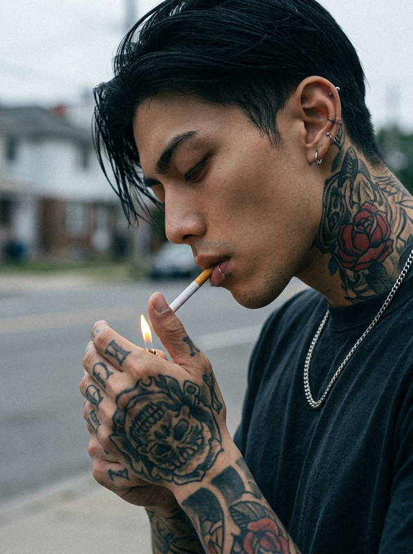 Man lighting cigarette 202604280805