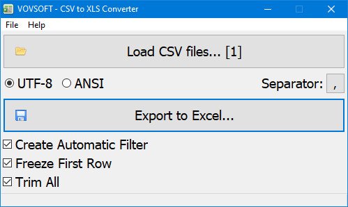 Vovsoft CSV to XLS Converter 1.3