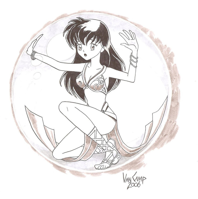 Hình vẽ Kikyou, Kagome, Sango bộ Inuyasha - Page 17 Kagome_higurashi_trapped_in_sphere_by_andronicusvii-d64drt7