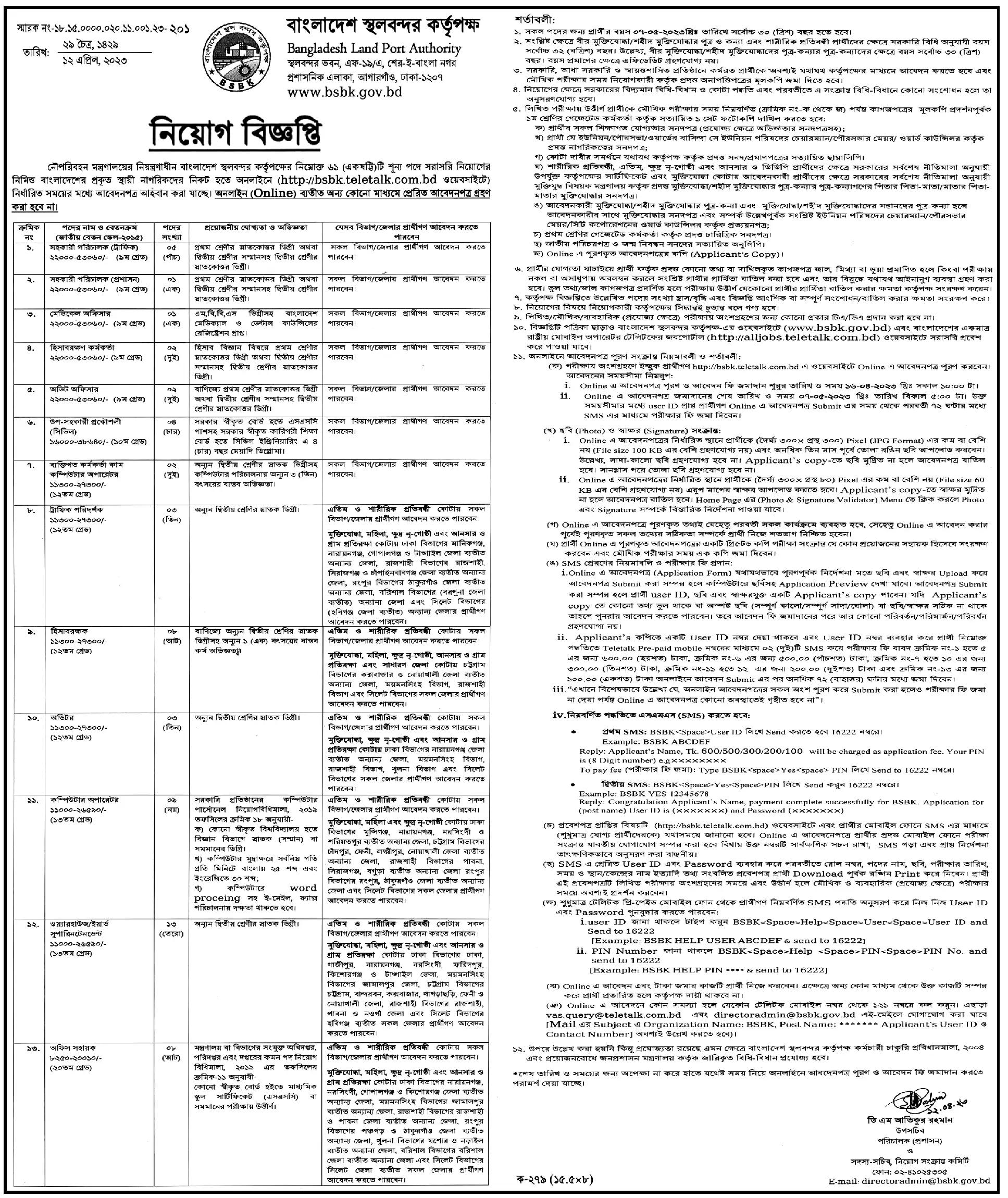 BSBK Job Circular 2023