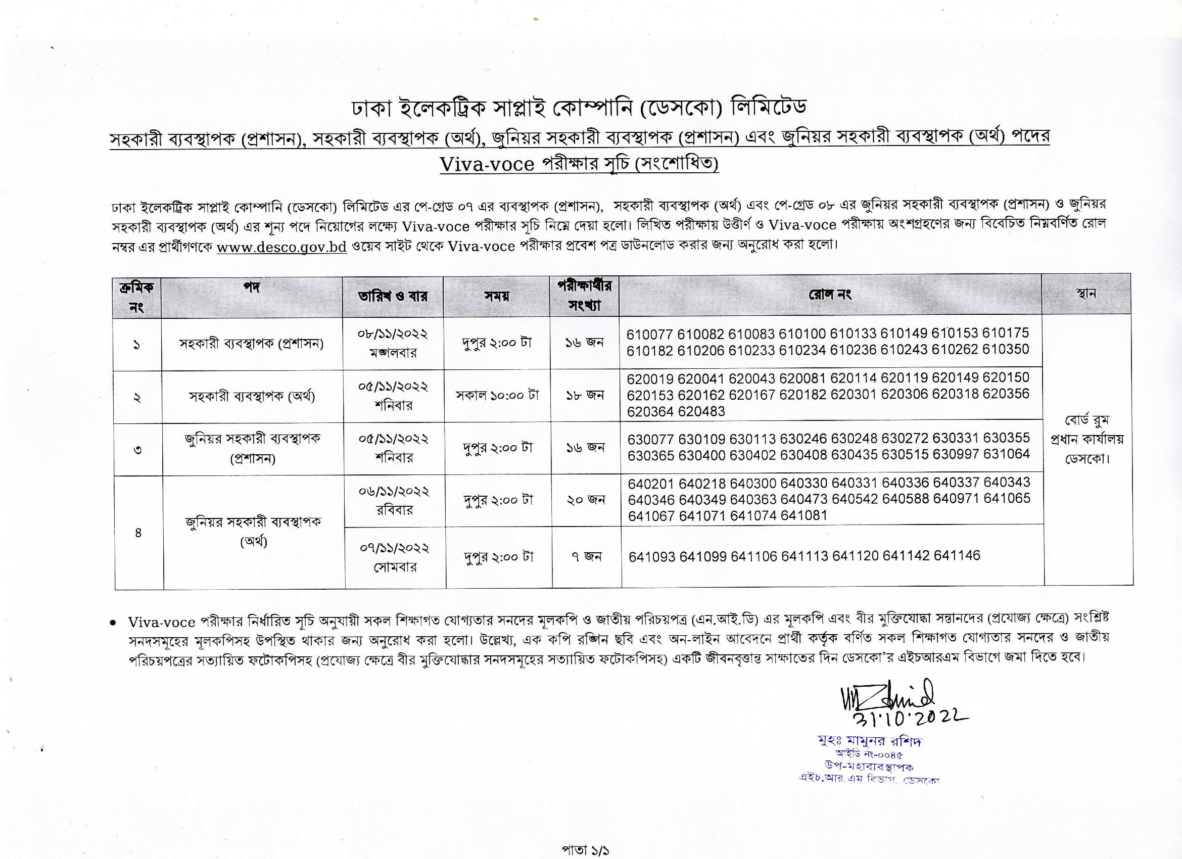 DESCO Exam Result 2022 & VIVA Date - Dhaka Electric Supply Company 2 DESCO Exam Result 2022