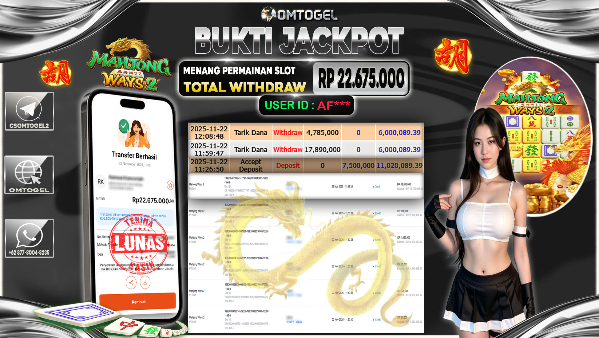 OMTOGEL JACKPOT PGSOFT MAHJONG WAYS 2,22 JUTA DI BAYAR LUNAS ,-