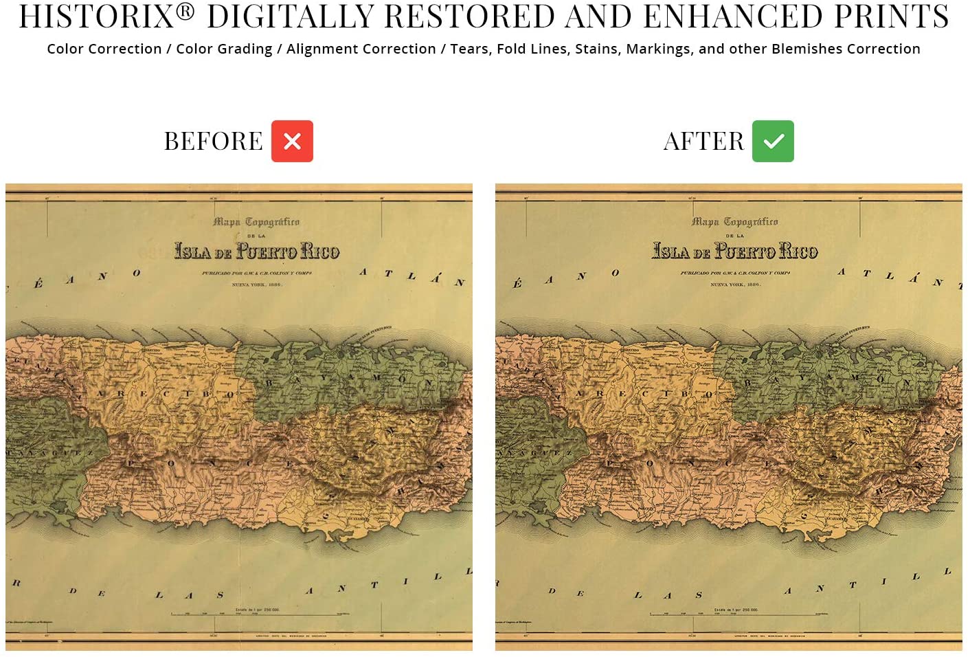 1886 Puerto Rico Map Wall Art - Vintage Isla de Puerto Rico Poster Print Decor - Picture 12 of 23