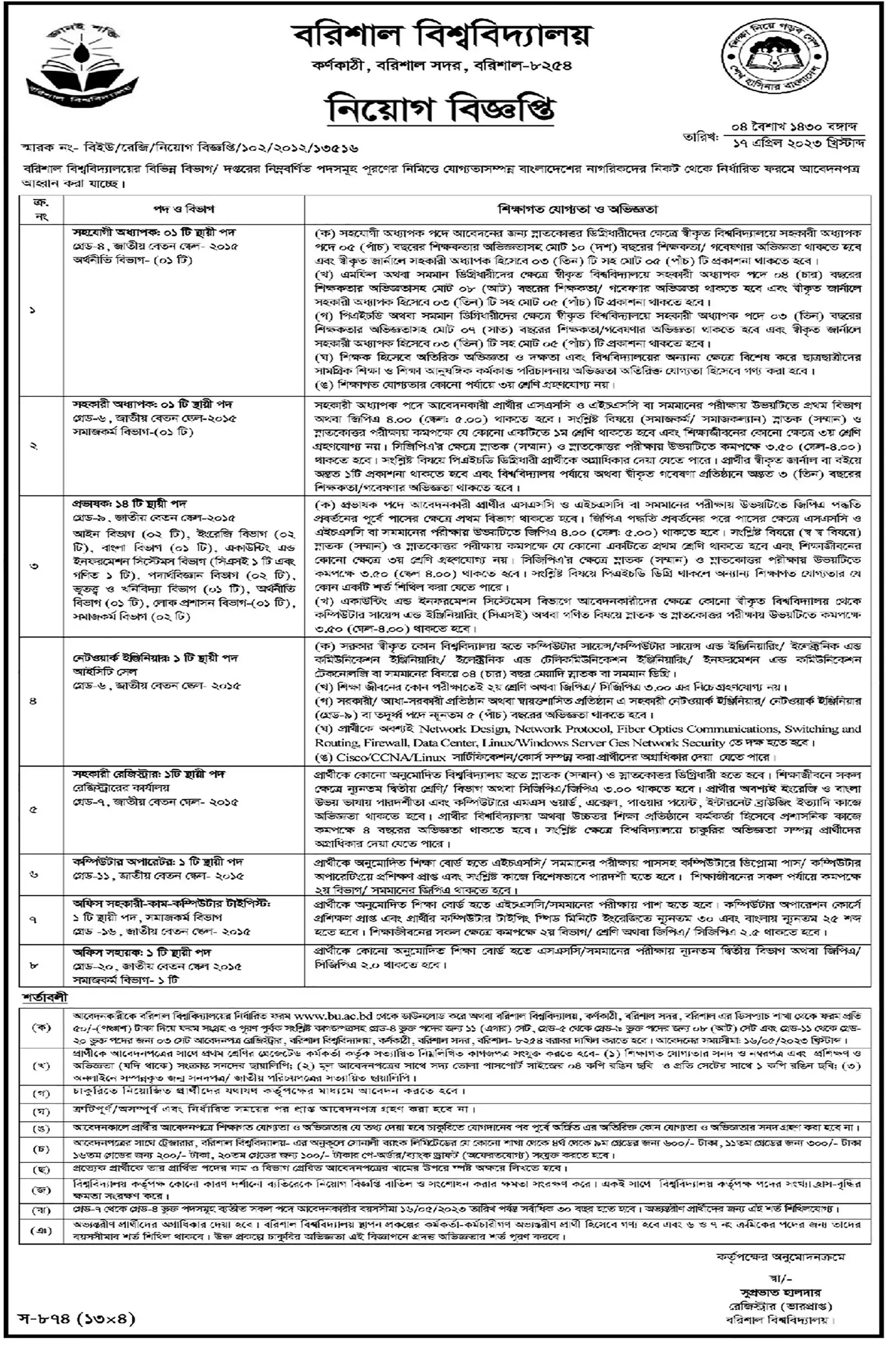 BU Job Circular 2023