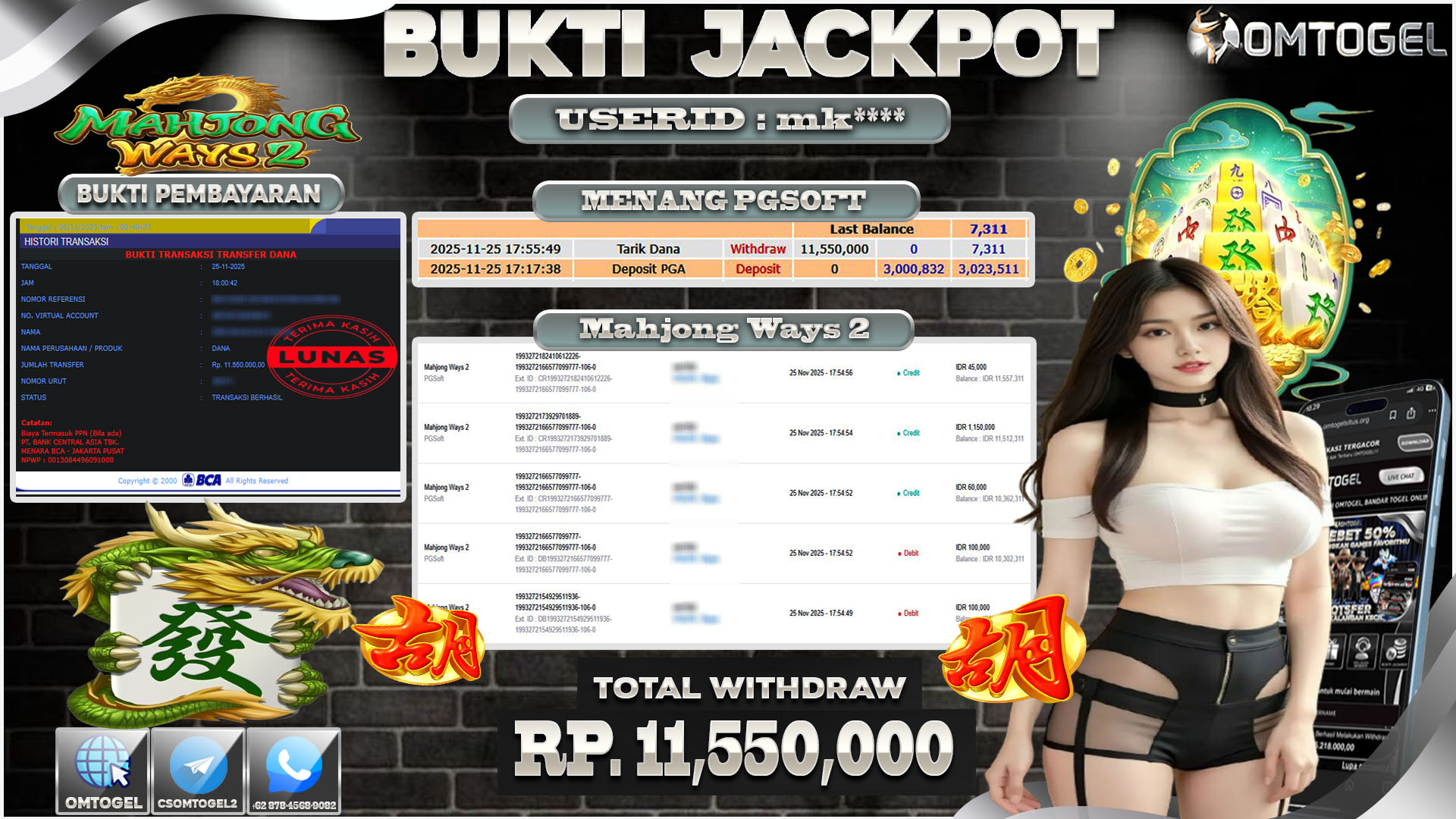 OMTOGEL JACKPOT PG SOFT MAHJONG WAYS 2 ,11 JUTA DI BAYAR LUNAS ,-