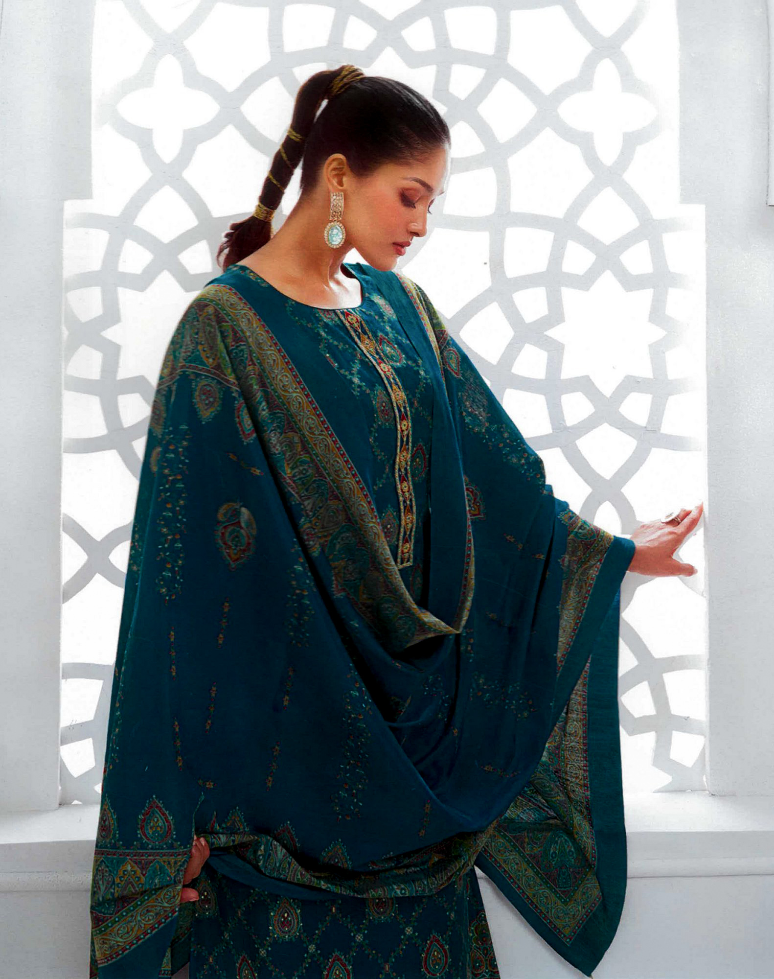 Ladyline Modal Silk Printed Embroidered Salwar Kameez Indian Bollywood Pakistani - Picture 9 of 25