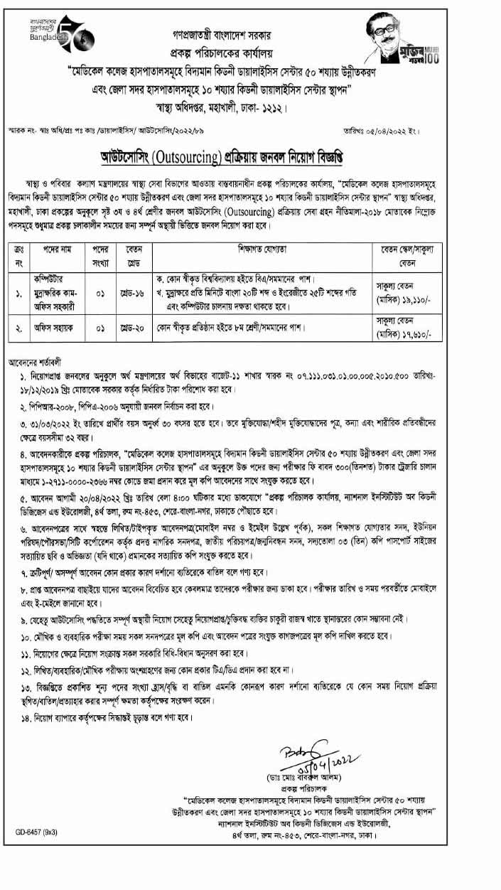 Ministry of Health and Family Welfare job circular 2022