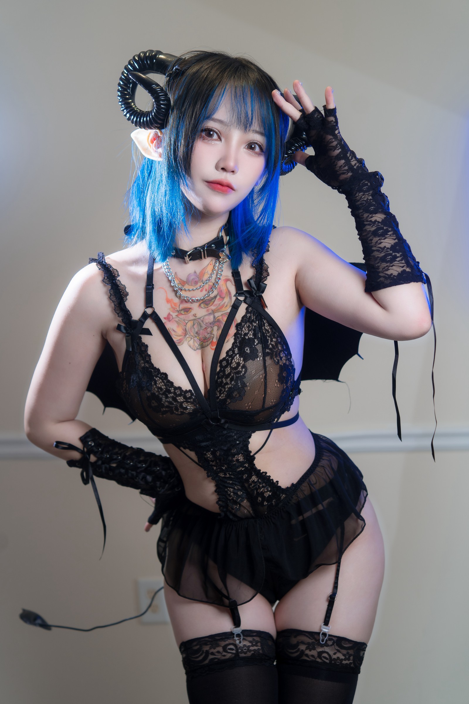 狐洛洛子 – 深蓝魅魔 高清写真集（46P-580MB）魅魔主题氛围作品插图7