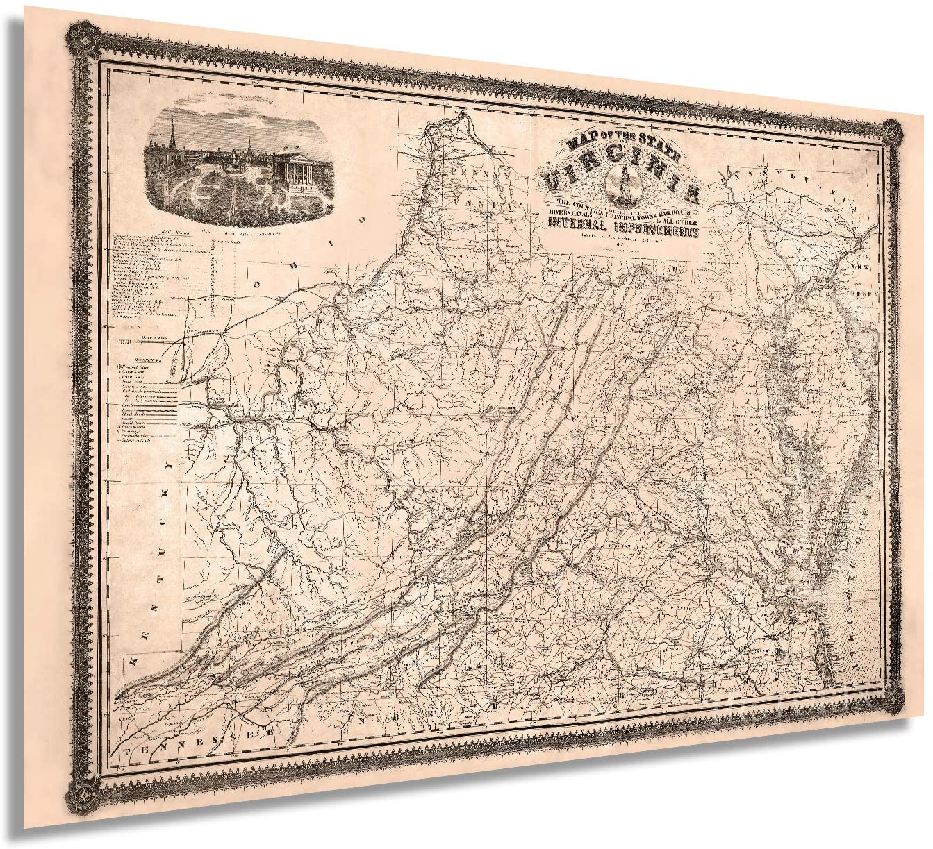 1862 Map of Virginia - Vintage State of Virginia USA Wall Art Poster Print - Picture 19 of 25
