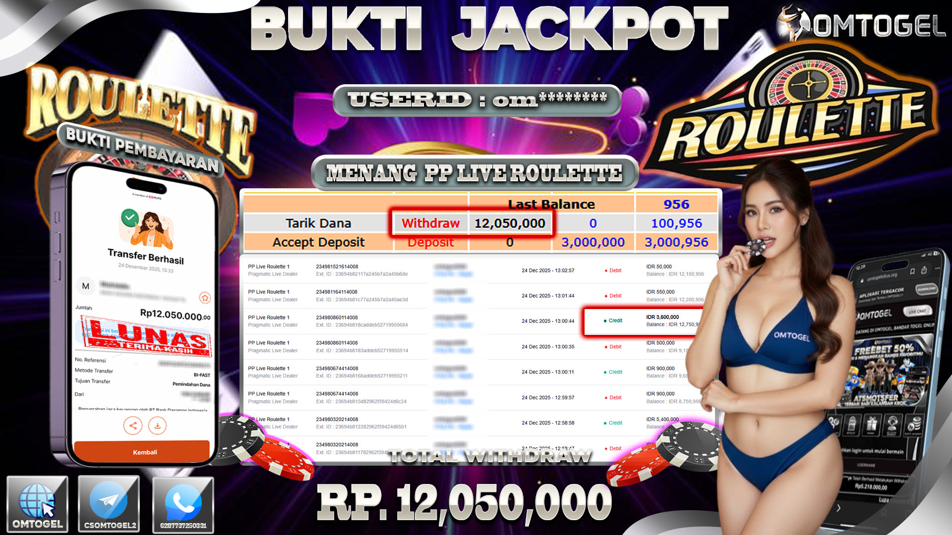 OMTOGEL JACKPOT PRAGMATIC LIVE DEALER PP LIVE ROULETTE 1 ,12 JUTA DI BAYAR LUNAS ,-