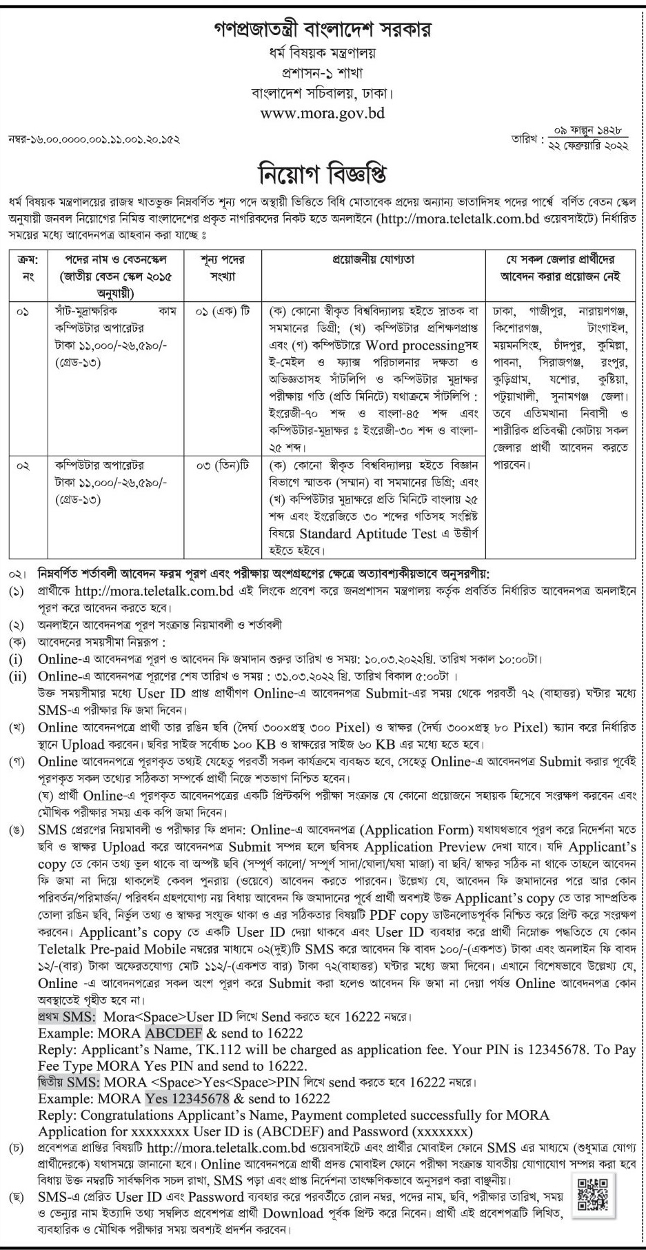 Ministry of Religious Affairs Job Circular 2022