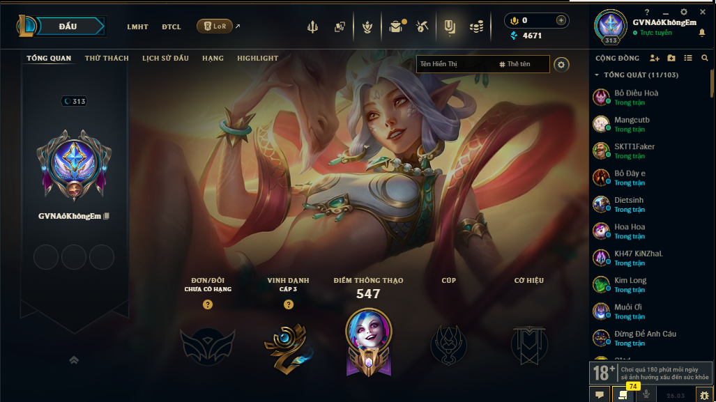 Acc LMHT # - Không Khung