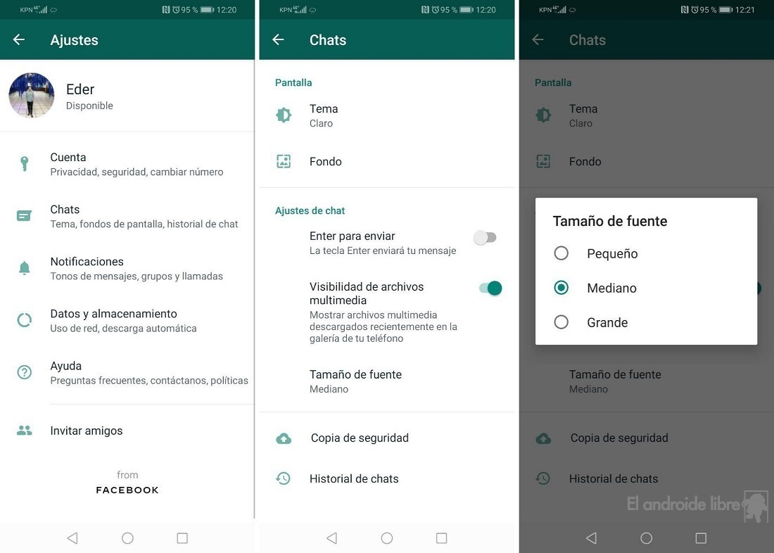 ¿Cómo cambiar el tamaño de la letra de WhatsApp en Android?