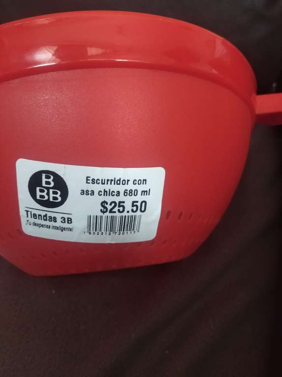 Tiendas 3B: Escurridor con asa chica rojo 
