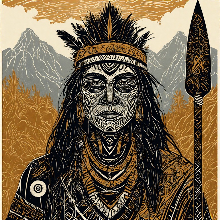 A-tribal-warrior-in-woodcut-st-50