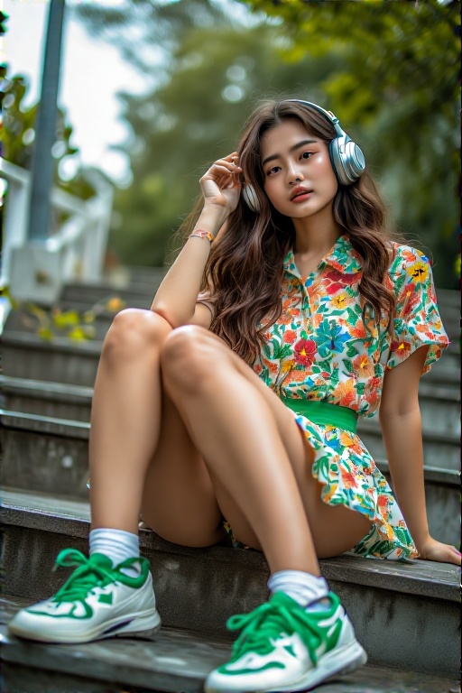 A-young-woman-sits-on-outdoor-12