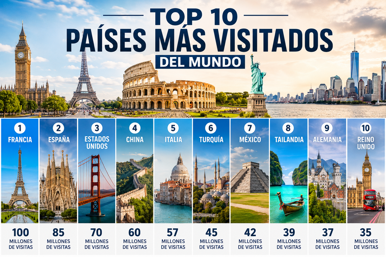 Top 10 países más visitados del mundo