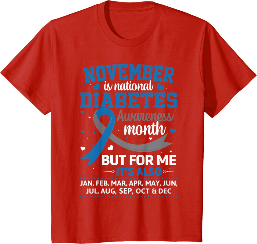 November Is Diabetes Awareness Month Ribbon Youth Unisex T-shirt - Picture 6 of 6