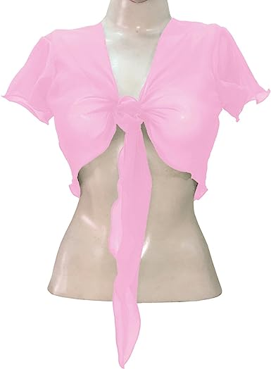 Women's Chiffon Choli Blouse Short Sleeve Tie Crop Top Shrug Belly Dance Gypsy - Bild 39 von 63