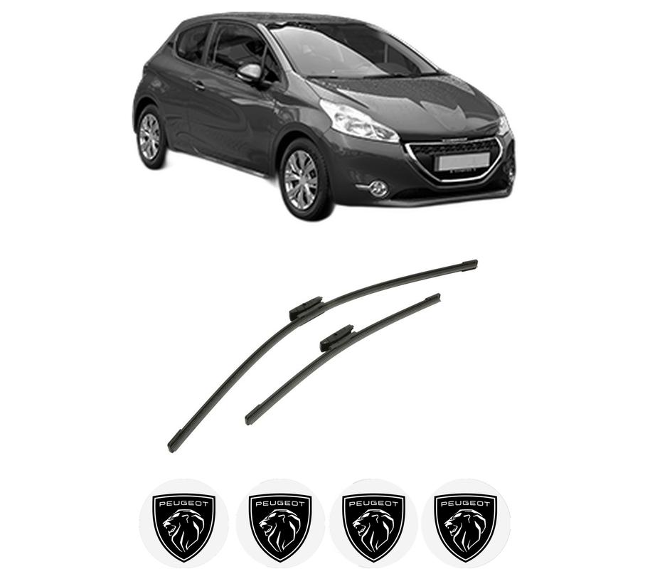 Set stergatoare auto PEUGEOT 208 Hatchback Van (CR_) din 2013-2019, pentru parbriz auto, 2 bucati, Bosch Aerotwin Multi, din cauciuc siliconat rezistent, 4 Stickere Auto PEUGEOT