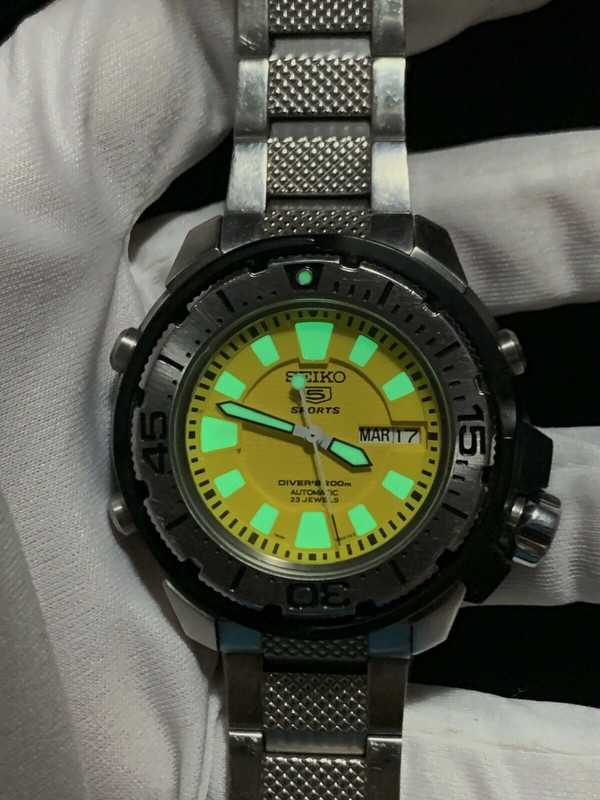 Rare Seiko 5 Sports Automatic 7S36 02S0 Divers 200 Yellow Dial | WatchUSeek  Watch Forums