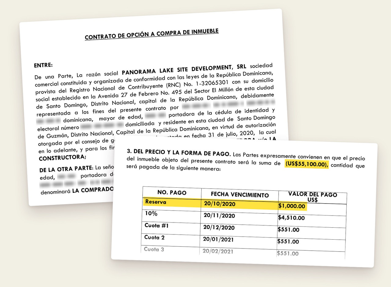 Panorama Lake purchase contract, personal details removed