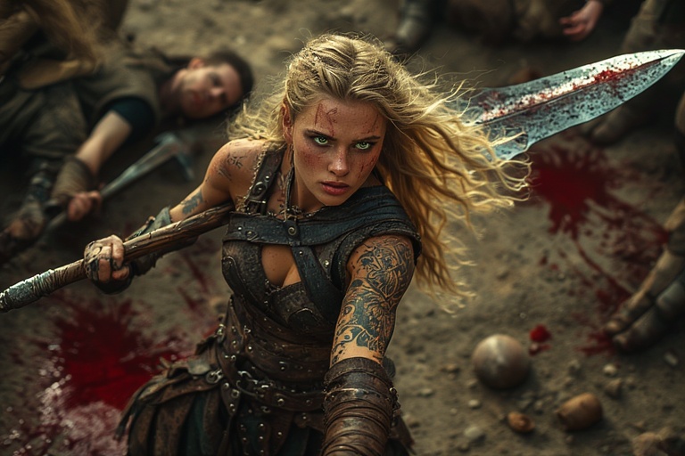 Viking-girl-holding-norse-axe-(4)