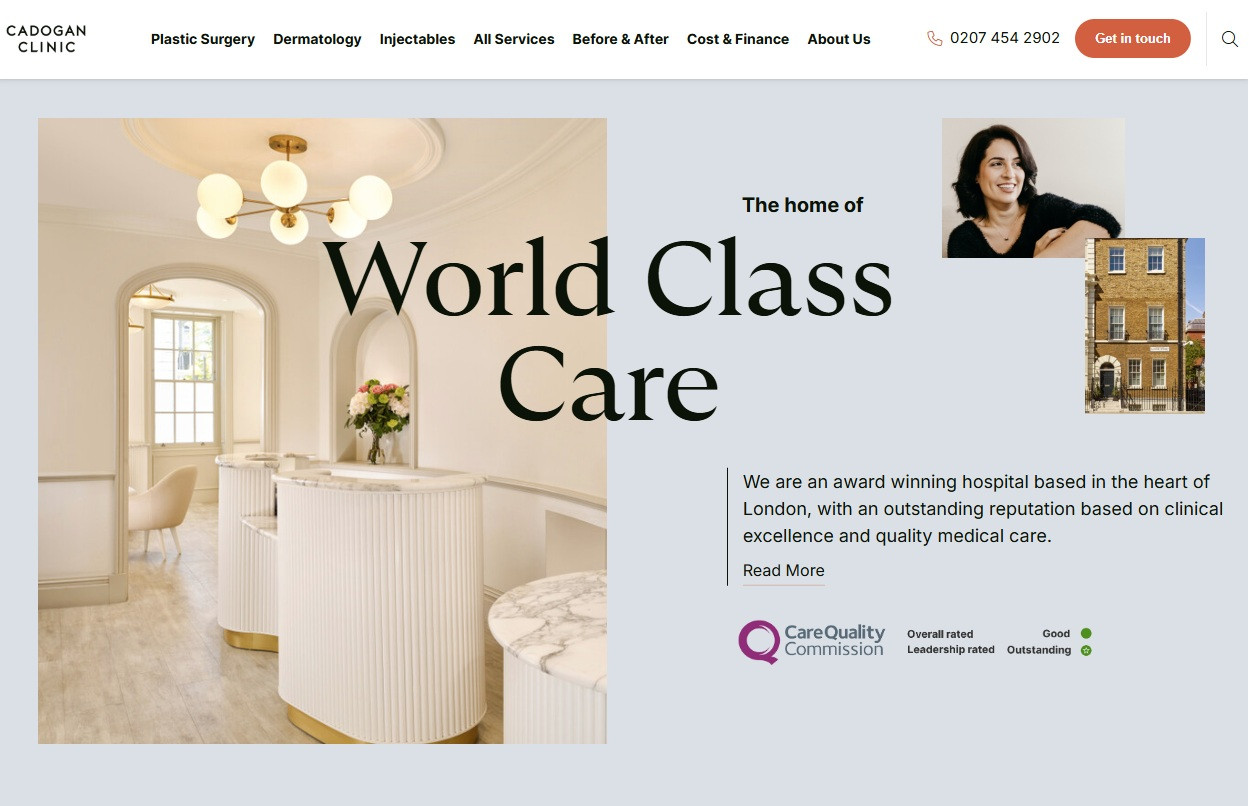 Cadogan clinic reception area showcasing clinical excellence.