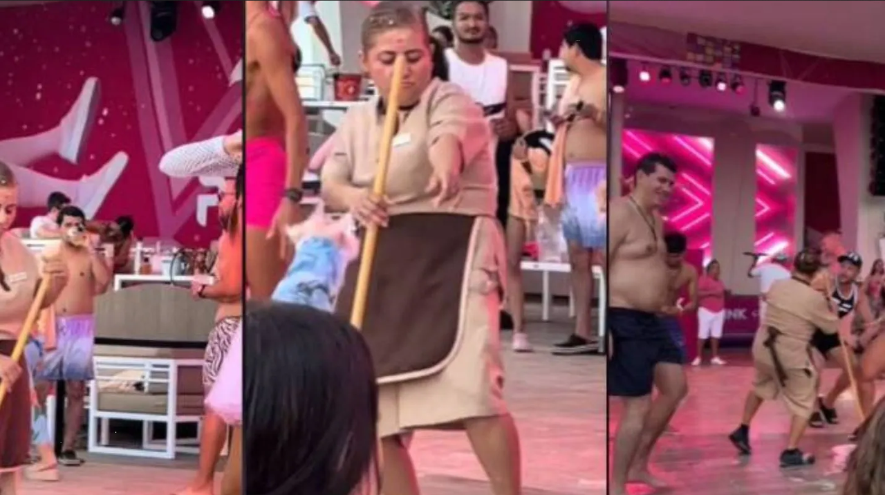 Video: Empleada de limpieza saca los pasos prohibidos y se hace viral