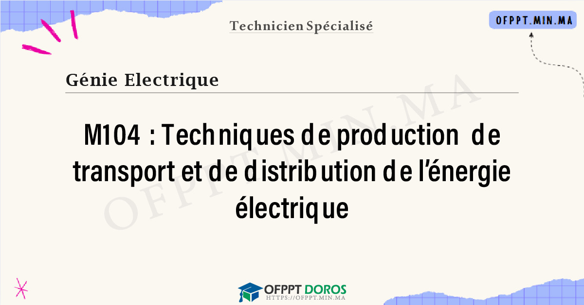 Sommaire détaillé du cours Techniques de production de transport et de distribution de l’énergie électrique M104 OFPPT - Structure du module