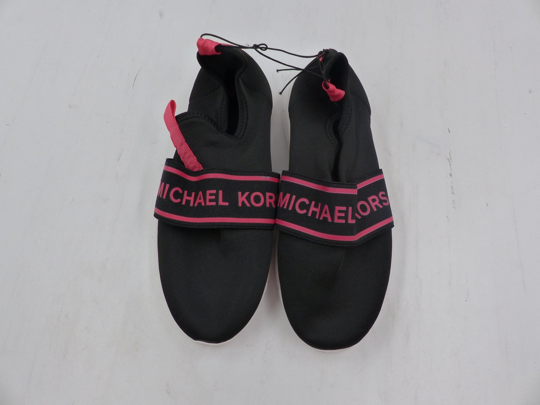 MICHAEL KORS KNOLL-HH LITTLE GIRL COMFORTABLE BLACK SNEAKERS W PINK LINING SZ 13