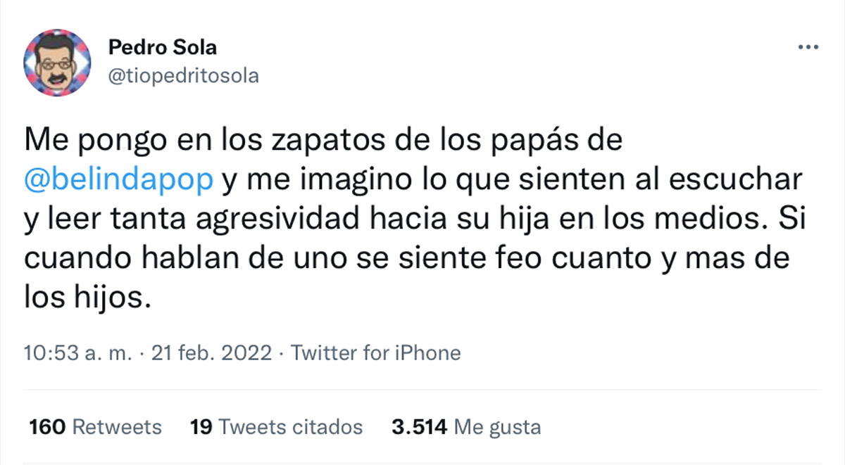 Pedro Sola pide perdón a Belinda y lo hace de manera pública