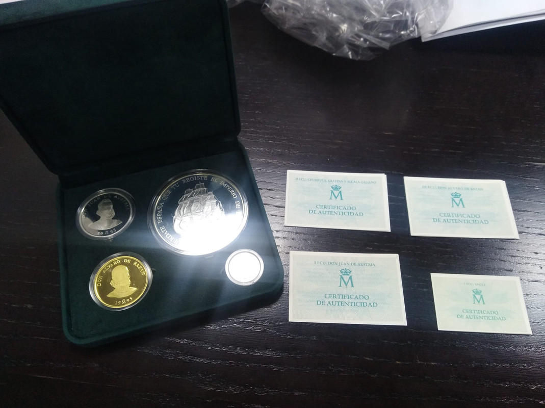 SERIE COMPLETA HOMENAJE A LA ARMADA ESPAÑOLA 1995 ORO Y PLATA Serie-ecus-completa