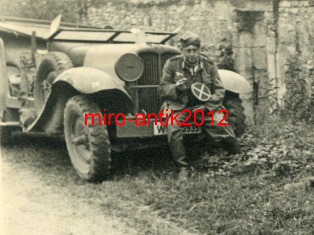 Foto, Wehrmacht, Soldaten, PKW, Marschpause, Châ