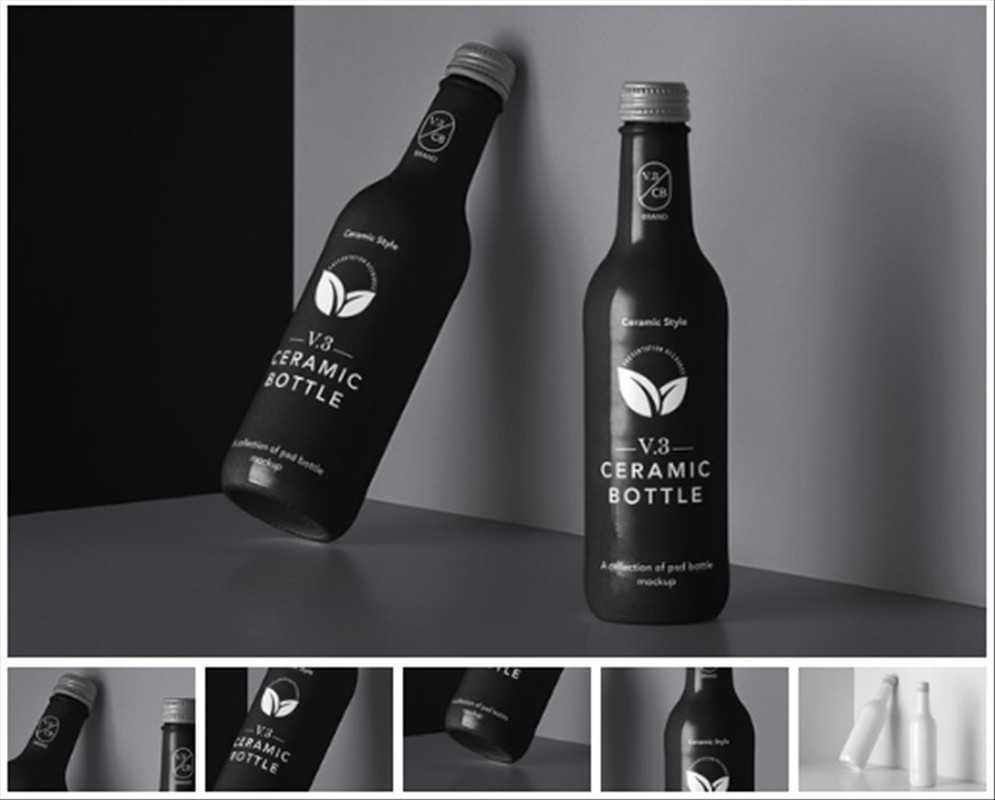 Ceramic Psd Bottle Mockup Set 3 - Pixeden