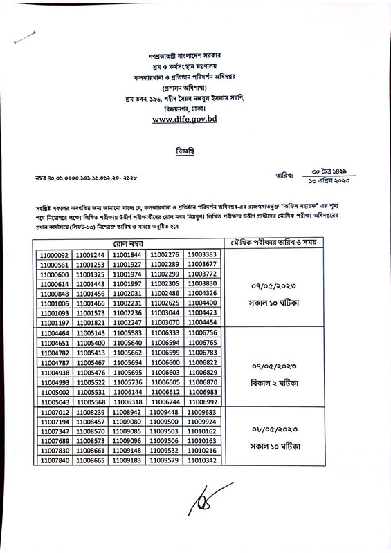 DIFE-Office-Sohayok-Exam-Result-2023-PDF-1