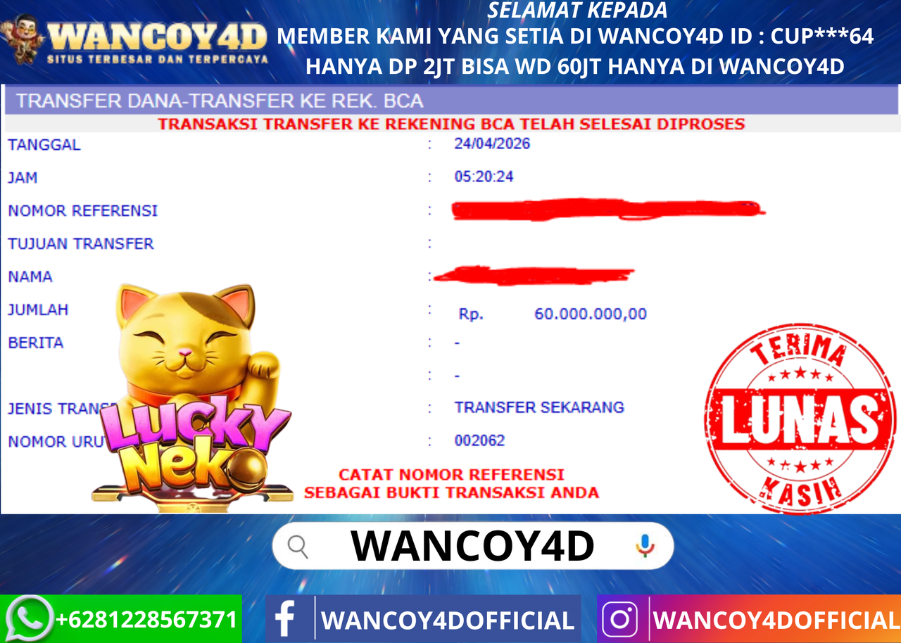 WANCOY4D LUCKY NEKO PG SOFT RP.60.000.000 -LUNAS