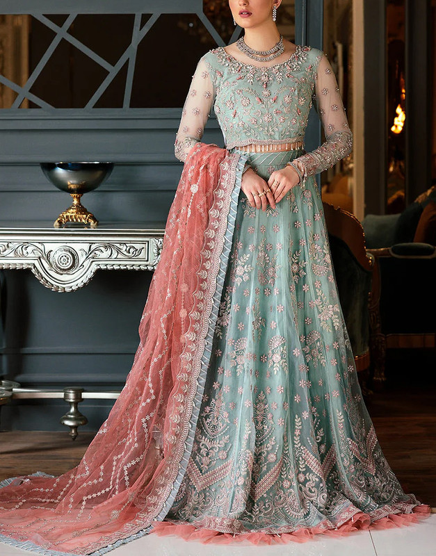 Luxury Heavy Embroidered Net Bridal Lehenga Dress 2026