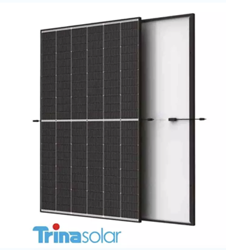 Panneau solaire vue de face et de dos avec logo Trinasolar