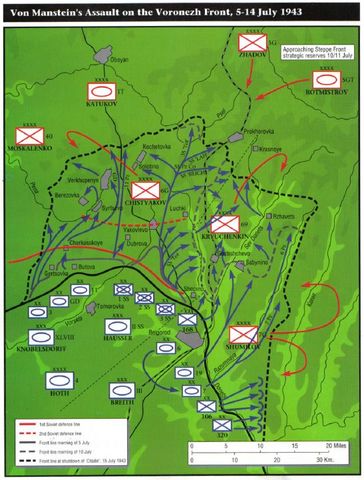 Asalto de Von Manstein en el frente de Voronezh, 5-14 de julio de 1943 Asalto de Von Manstein en el frente de Voronezh, 5-14 de julio de 1943